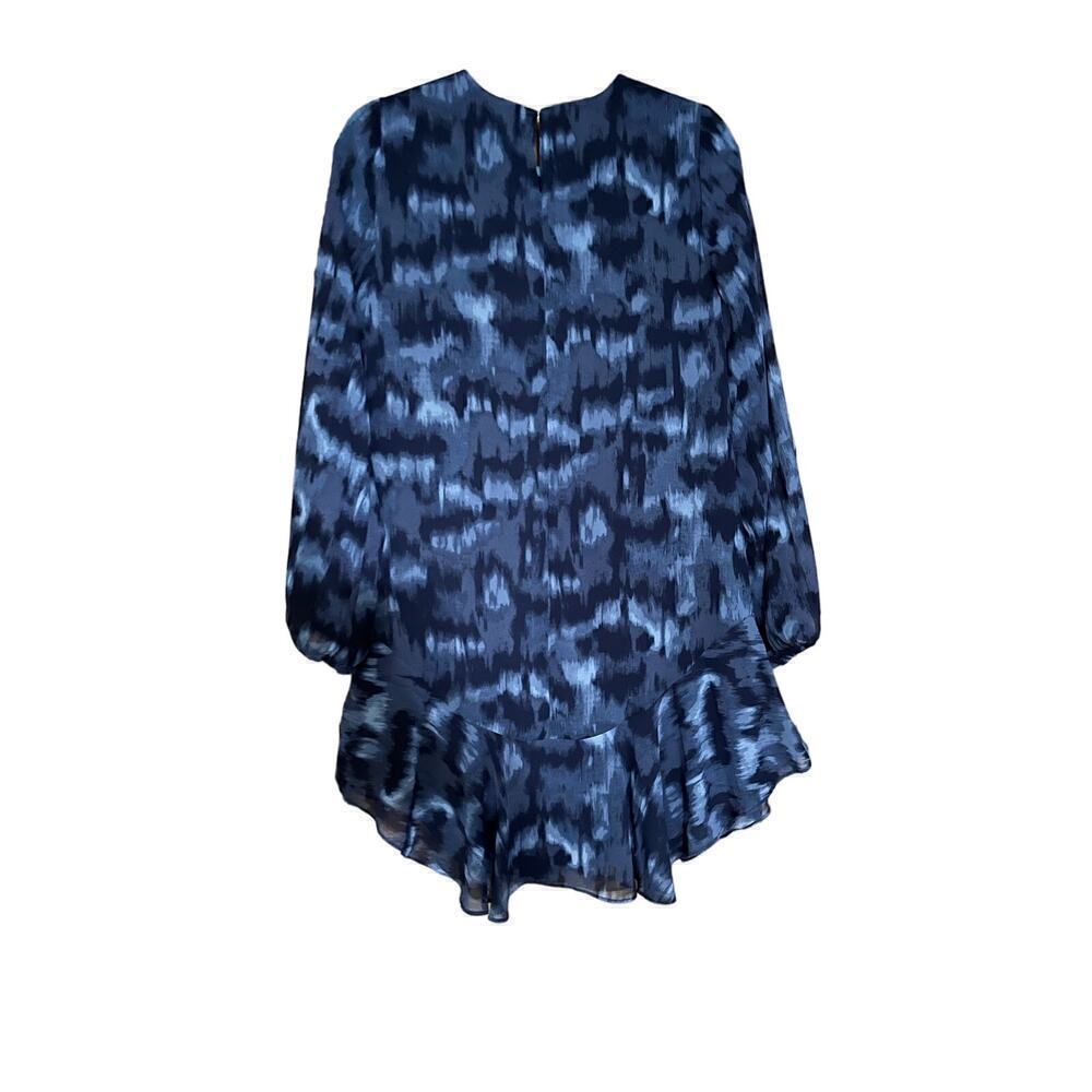 BCBGMAXAZRIA Pacific Blue Cloud Shift Dress Ruffled Mini Womens Size XS